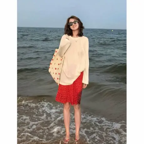 韩系松弛感洋气减龄简约长袖防晒罩衫女宽松慵懒风休闲薄款上衣夏图片