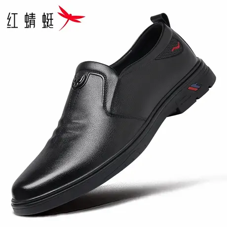 红蜻蜓男鞋秋季新款鞋子男士一脚蹬休闲皮鞋男软皮软底真皮全牛皮商品大图
