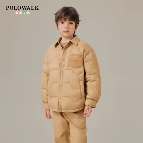 【90白鸭绒】POLOWALK童装女童羽绒服2025年秋冬新品翻领刺绣外套图片