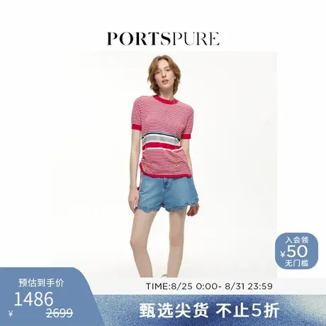 【博主推荐】宝姿PORTSPURE女装夏季花边牛仔短裤RT8P026NDC018商品大图