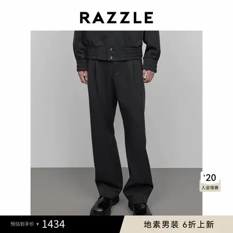 RAZZLE 地素男装深绿色2025春季精纺西裤商品大图