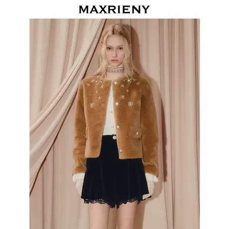 MAXRIENY乡村巴恩风穿搭羊绒外套25秋款钉钻羊毛H型外搭气质上衣商品大图