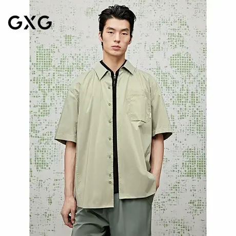 [商场同款]GXG男装 卡其色衬衫宽松短袖衬衣25夏新品G25X232034图片