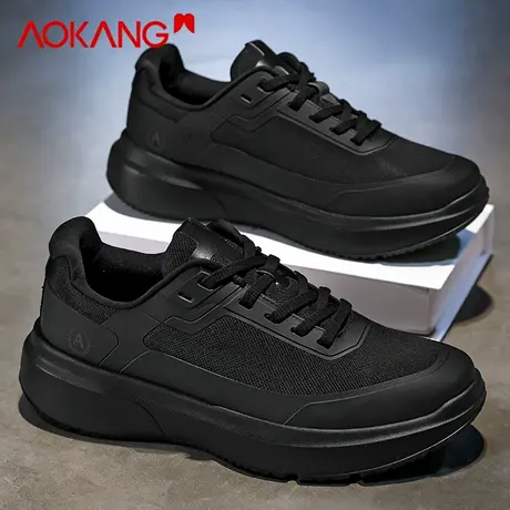 奥康男鞋2026新款春季网面透气运动鞋男黑色耐脏软底轻便跑步潮鞋图片