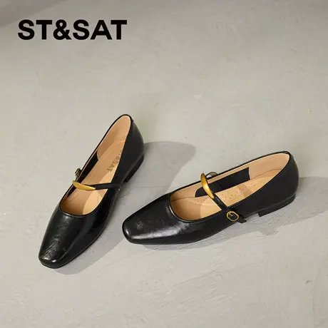 星期六方头玛丽珍单鞋2026春季新款透气软底皮鞋法式一字扣带单鞋商品大图