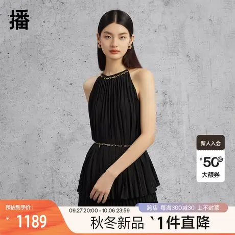 播2023夏季商场同款领子链条装饰灵动褶裥花式上衣女BDQ2HD0534图片