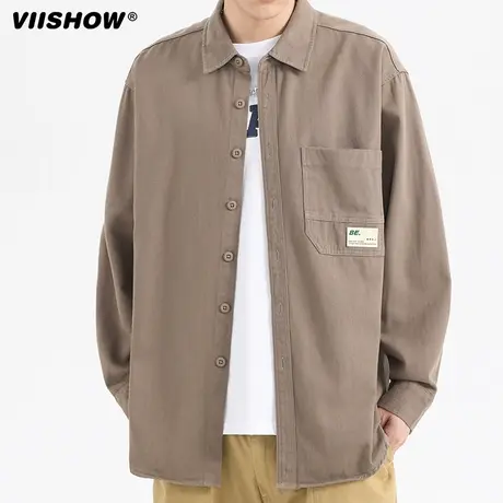 VIISHOW港仔文艺系复古长袖衬衫男秋季新款潮牌男生宽松衬衣外套商品大图