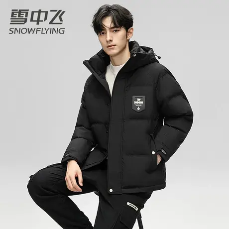 雪中飞男士外套2023冬季新款时尚百搭保暖鸭绒连帽短款羽绒服男潮商品大图