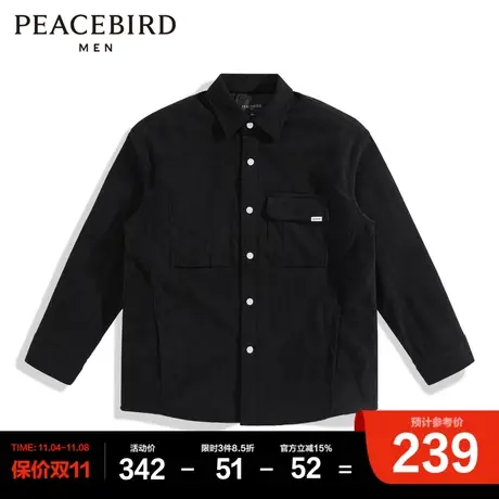 太平鸟男装 灯芯绒衬衫男字母刺绣衬衫潮流图片