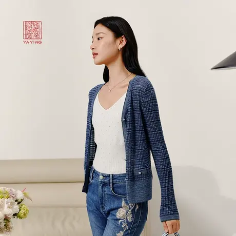 EP雅莹高端系列 小香风羊毛V领长袖针织开衫 春装商场同款9108A图片