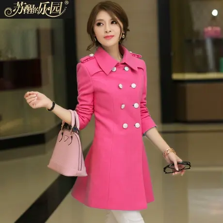 苏醒的乐园冬装新款 韩版女装中长款呢大衣毛呢外套商品大图