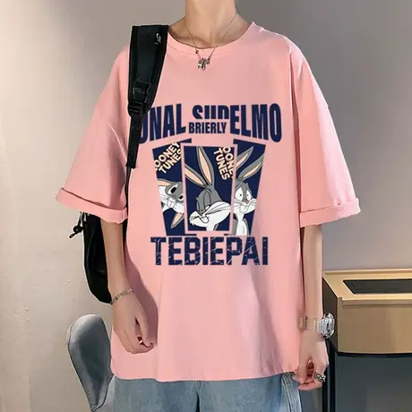 夏季短袖t恤男女潮牌纯棉百搭情侣款半袖上衣服男ins潮流宽松体恤商品大图