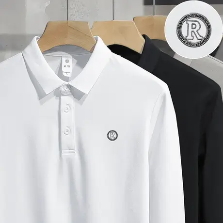 翻领t恤男士长袖polo衫珠地棉保罗带领打底衫商务休闲有领秋衣服商品大图