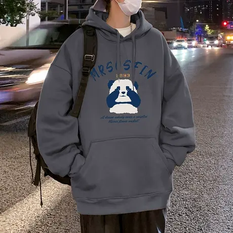 潮牌港风国潮卫衣男春秋季连帽衫复古高街潮流男生宽松外套上衣服图片