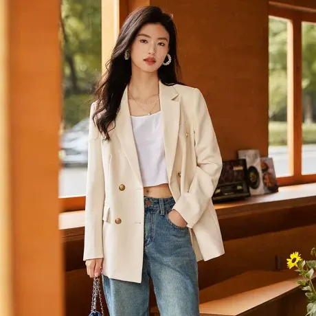 时尚气质西装外套秋新款淑女温柔宽松显瘦上班族通勤上衣商品大图