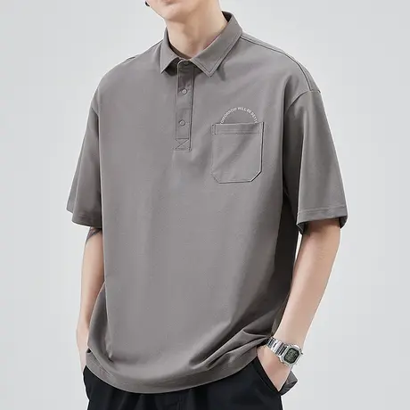 夏季衬衫领短袖polo衫男士2024新款有领半截袖t恤男款夏天上衣服商品大图