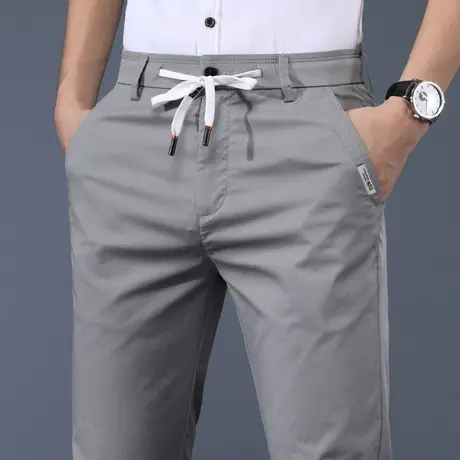 男士冰丝休闲裤子男款直筒宽松紧腰弹力西裤男裤夏季薄款2024新款商品大图