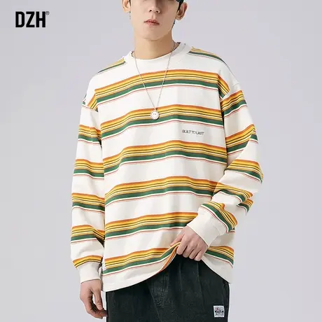 撞色拼接潮牌卫衣男圆领秋季2023新款潮牌男生上衣休闲外套打底衫商品大图