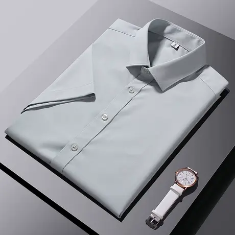 抗皱免烫衬衫男短袖冰丝高级感白色衬衣商务职业正装工装夏季寸衫商品大图