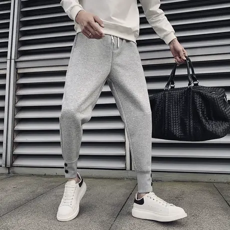 男士运动裤子秋冬款厚束脚卫裤韩版潮流秋季纯色卫裤休闲百搭长裤商品大图