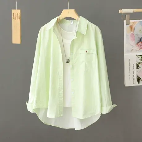 前短后长条纹衬衫女开衫设计感小众衬衣外套2024年新款春秋装上衣商品大图