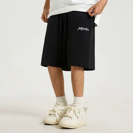 Nuthink重磅370g厚板胶短裤男夏季潮牌ins宽松美式休闲运动卫裤潮商品大图