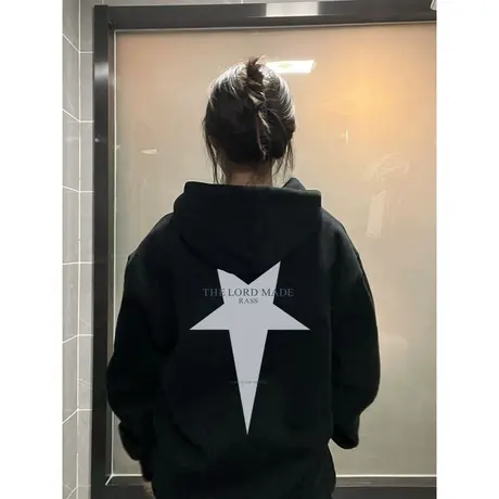 美式复古连帽卫衣女春秋薄款oversize慵懒风宽松小个子外套高级感图片