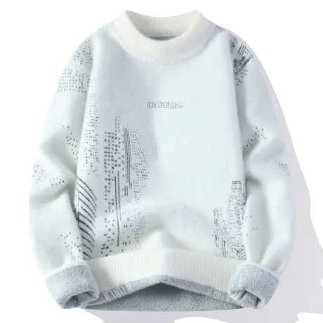 秋冬季半高领毛衣男士内搭水貂绒针织打底衫冬装线衣保暖上衣服潮商品大图