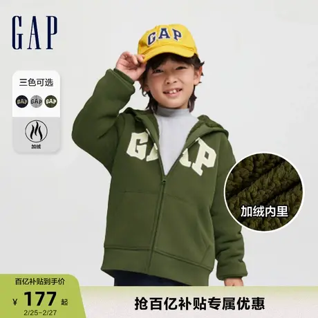 【断码优惠】Gap男童秋季LOGO仿羊羔绒保暖运动连帽衫卫衣785636商品大图