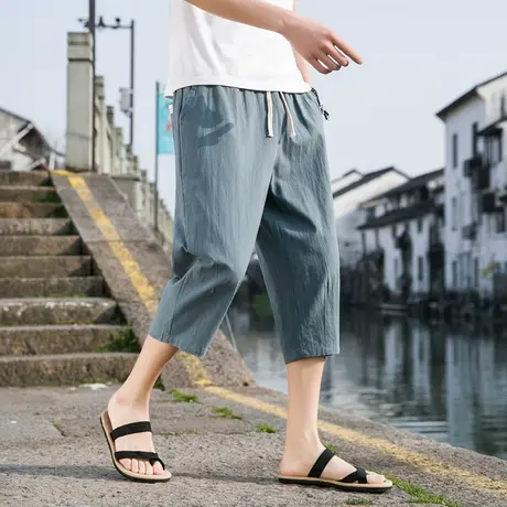 马裤中国风七分短裤男潮牌夏季宽松束脚裤子男韩版潮流日系休闲裤商品大图