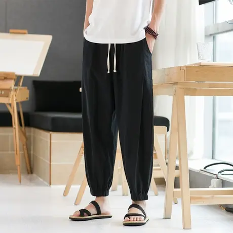 工装锥形裤男士春夏秋季2024新款运动直筒男生潮流九分休闲长裤子图片