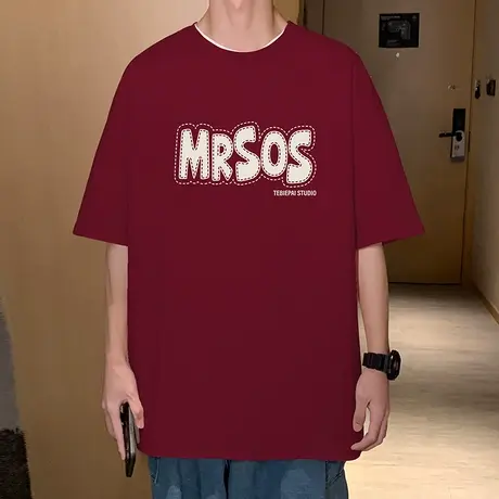 纯棉短袖T恤男夏季2024新款美式潮牌情侣cleanfit宽松休闲打底衫商品大图