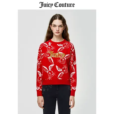 Juicy Couture橘滋毛衣女2023春季新款时尚圆领套头新年兔子毛衣商品大图