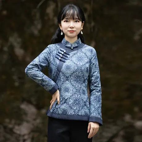 筠雅唐装女棉袄冬季改良旗袍上衣棉衣棉服加厚保暖盘扣中式女装商品大图