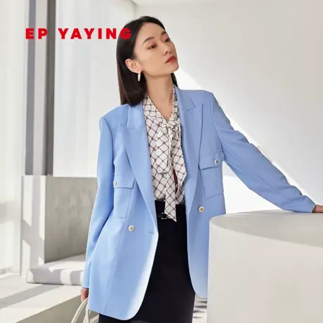 EP雅莹女装 OL通勤美利奴纯羊毛戗驳领西装 2023新款1140B商品大图