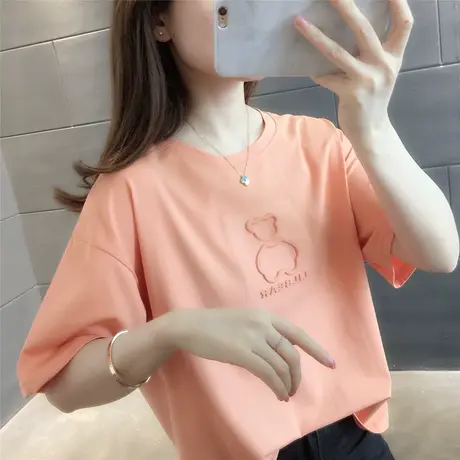 夏装2023年新款女士短袖t恤宽松半袖上衣体恤夏季女装百搭衣服ins商品大图