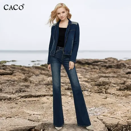 牛仔夹克女复古时尚气质宽松短外套设计感短款上衣原创牛仔衫套装图片