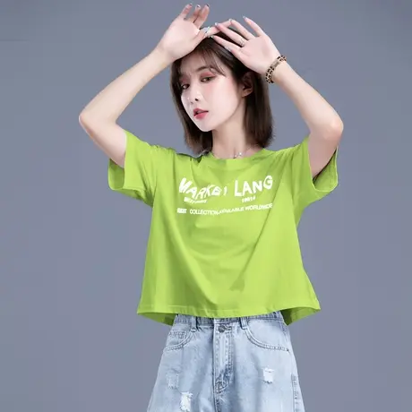 短袖t恤女2023新款夏季上衣高腰设计感小众短款洋气减龄半袖体恤图片