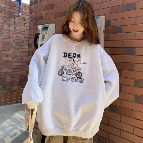 waitmore卫衣女2020秋冬小个子宽松韩版ins慵懒风bf加绒加厚外套商品大图