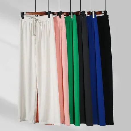 蛇骨纹阔腿裤女春夏季新款高腰垂感条纹拖地裤大码宽松长裤休闲裤图片