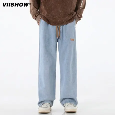 VIISHOW美式水洗牛仔裤男秋冬潮牌代表宽松直筒垂感阔腿裤子男款商品大图
