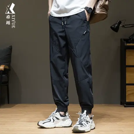 秋季速干休闲裤男宽松加肥加大运动九分男士秋冬潮牌凉感冰丝裤子商品大图
