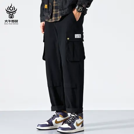 大牛传说2023春秋季工装休闲裤男士宽松直筒百搭大码阔腿粗长裤子商品大图