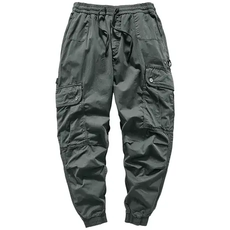 VIP工装裤男ins潮抽绳束脚裤春秋日系哈伦裤宽松九分裤小脚休闲裤商品大图