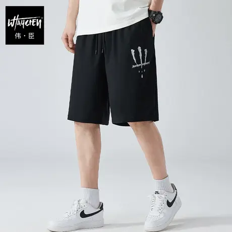 伟臣夏季轻薄大码冰丝休闲短裤男胖子加肥加大宽松肥佬印花五分裤商品大图