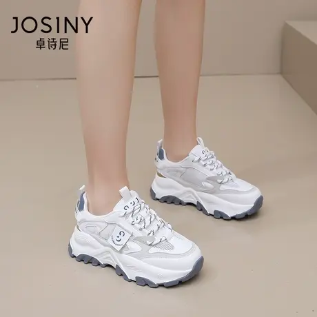 卓诗尼2024夏季网面老爹鞋女松糕厚底百搭时尚透气休闲运动小白鞋商品大图