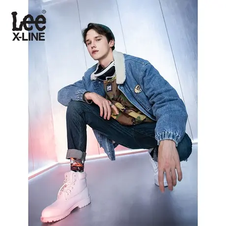 LeeXLINE 21秋冬新品宽松版蓝色仿羊羔绒男外套LMT001737100-683图片