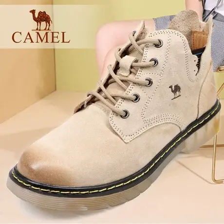 Camel/骆驼女鞋 春秋款舒适休闲户外旅游鞋 牛筋底平短筒马丁靴子商品大图