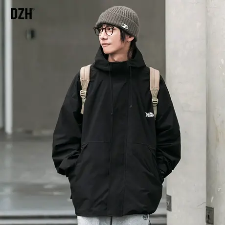 男士户外黑色外套男秋季潮牌旅行防风夹克衫冲锋衣连帽上衣登山服商品大图