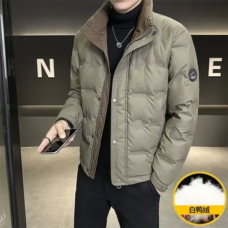 轻薄羽绒服男士冬季2025潮牌高端痞帅短款立领加厚保暖白鸭绒外套商品大图